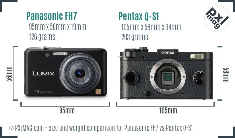 Panasonic FH7 vs Pentax Q-S1 size comparison