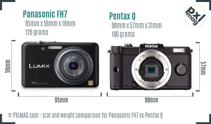 Panasonic FH7 vs Pentax Q size comparison