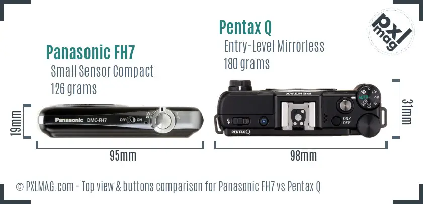 Panasonic FH7 vs Pentax Q top view buttons comparison