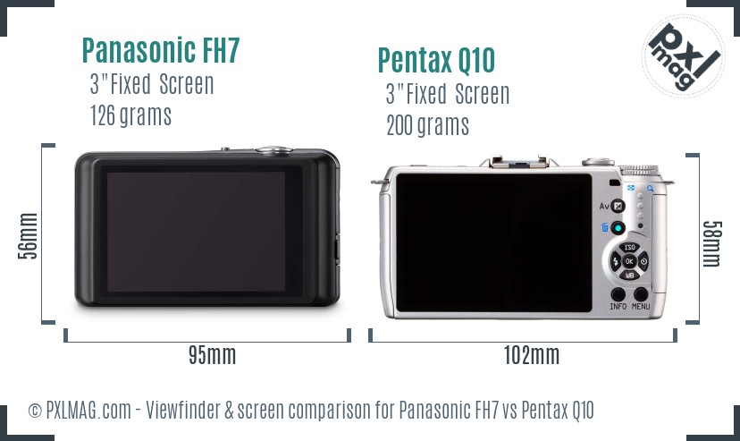 Panasonic FH7 vs Pentax Q10 Screen and Viewfinder comparison