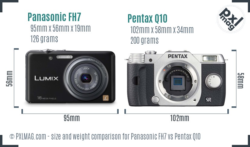 Panasonic FH7 vs Pentax Q10 size comparison