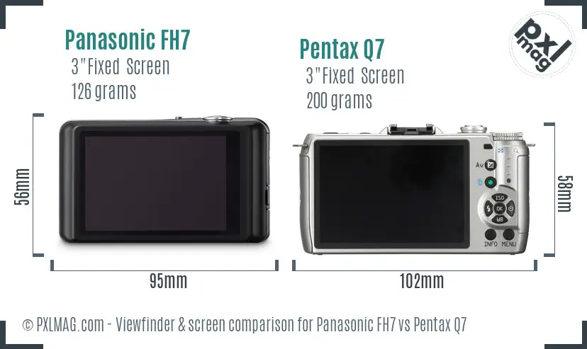 Panasonic FH7 vs Pentax Q7 Screen and Viewfinder comparison