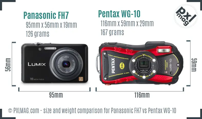 Panasonic FH7 vs Pentax WG-10 size comparison Panasonic FH7 vs Pentax WG-10 size comparison