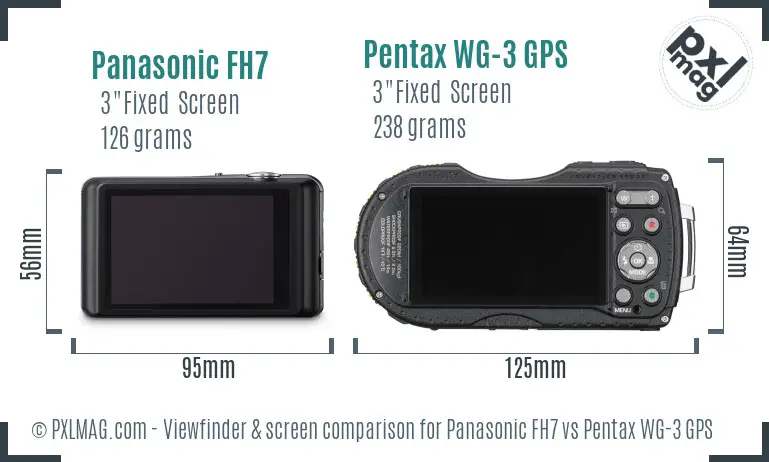 Panasonic FH7 vs Pentax WG-3 GPS Screen and Viewfinder comparison
