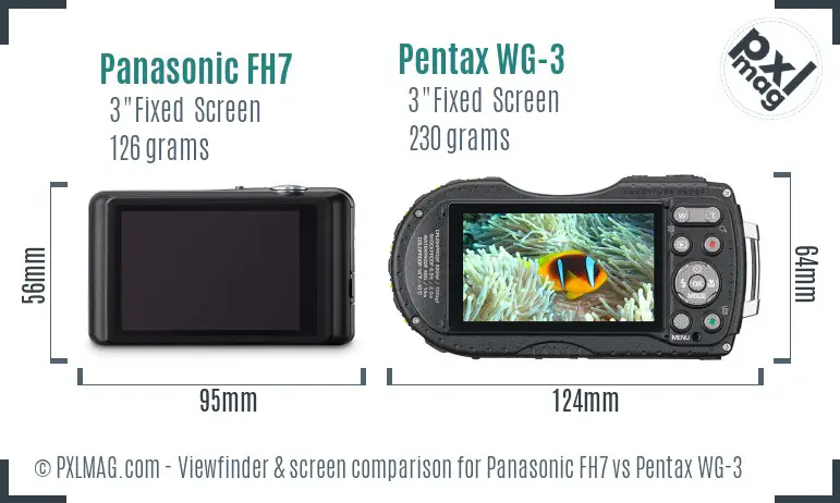 Panasonic FH7 vs Pentax WG-3 Screen and Viewfinder comparison