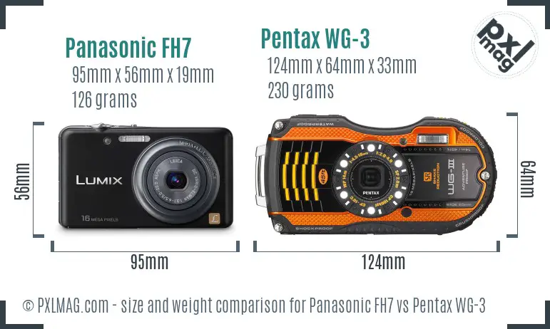 Panasonic FH7 vs Pentax WG-3 size comparison