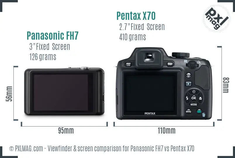 Panasonic FH7 vs Pentax X70 Screen and Viewfinder comparison