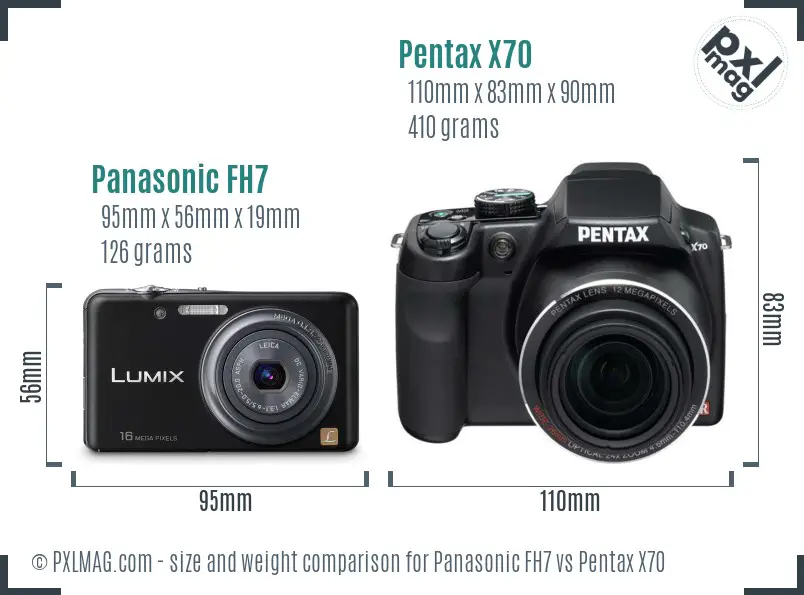 Panasonic FH7 vs Pentax X70 size comparison