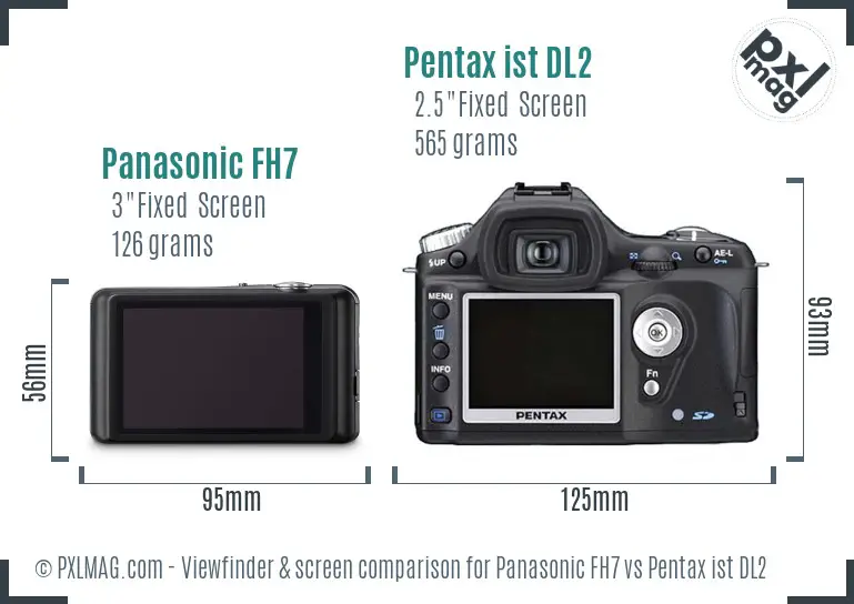 Panasonic FH7 vs Pentax ist DL2 Screen and Viewfinder comparison