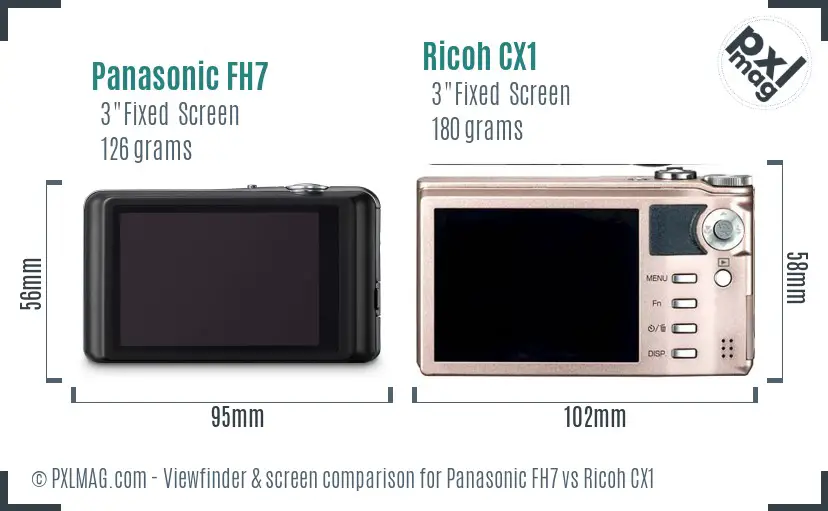 Panasonic FH7 vs Ricoh CX1 Screen and Viewfinder comparison