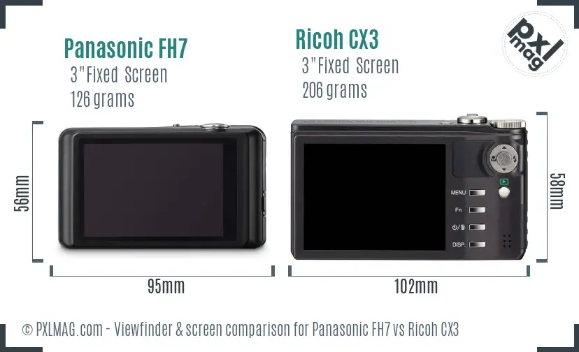 Panasonic FH7 vs Ricoh CX3 Screen and Viewfinder comparison