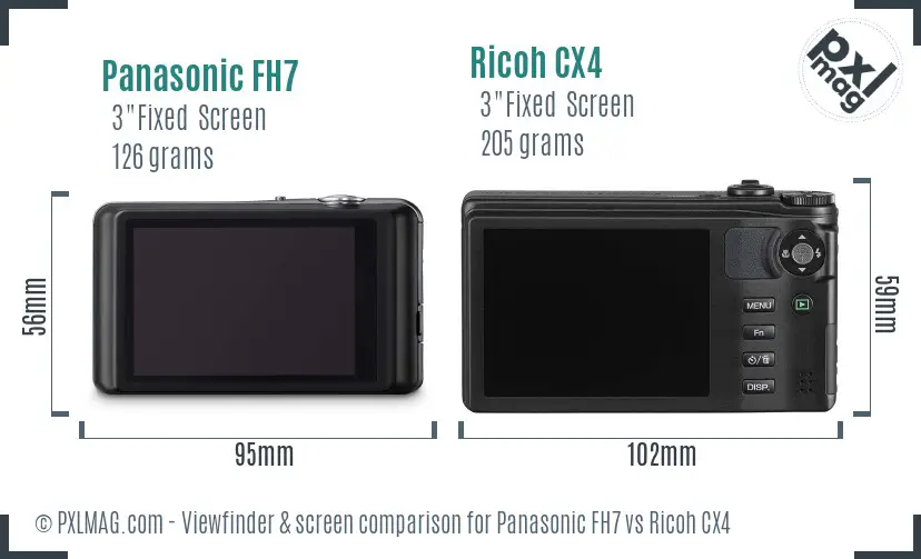 Panasonic FH7 vs Ricoh CX4 Screen and Viewfinder comparison