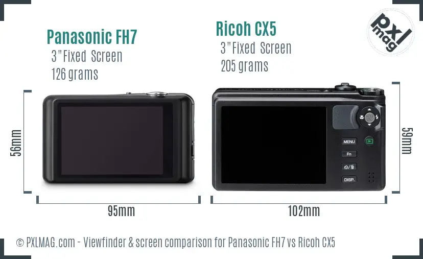 Panasonic FH7 vs Ricoh CX5 Screen and Viewfinder comparison
