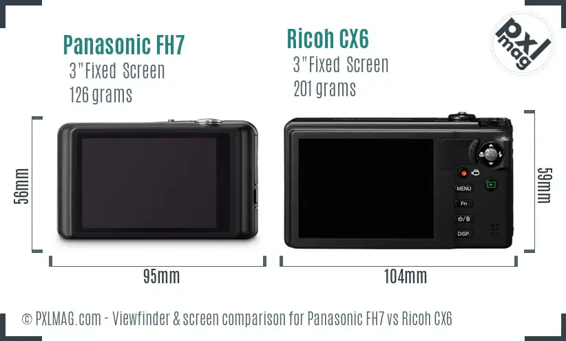 Panasonic FH7 vs Ricoh CX6 Screen and Viewfinder comparison