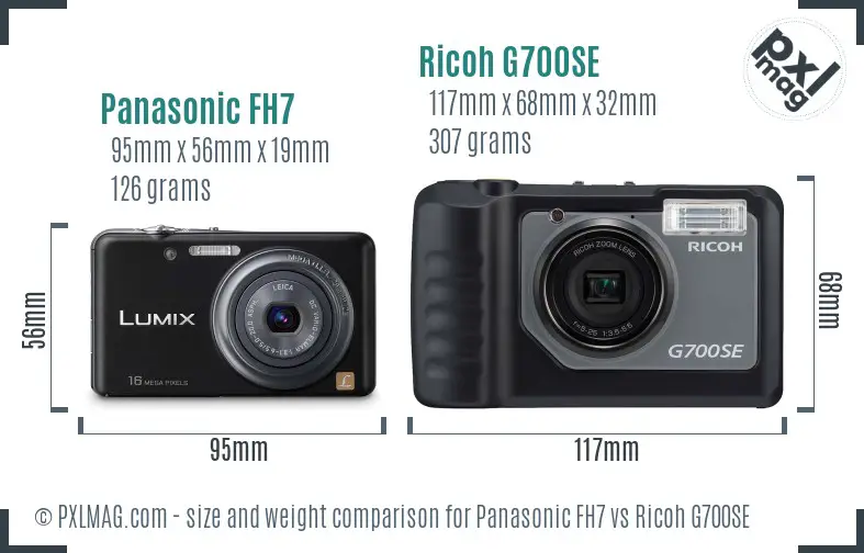 Panasonic FH7 vs Ricoh G700SE size comparison