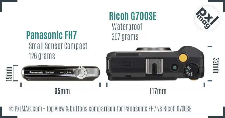 Panasonic FH7 vs Ricoh G700SE top view buttons comparison
