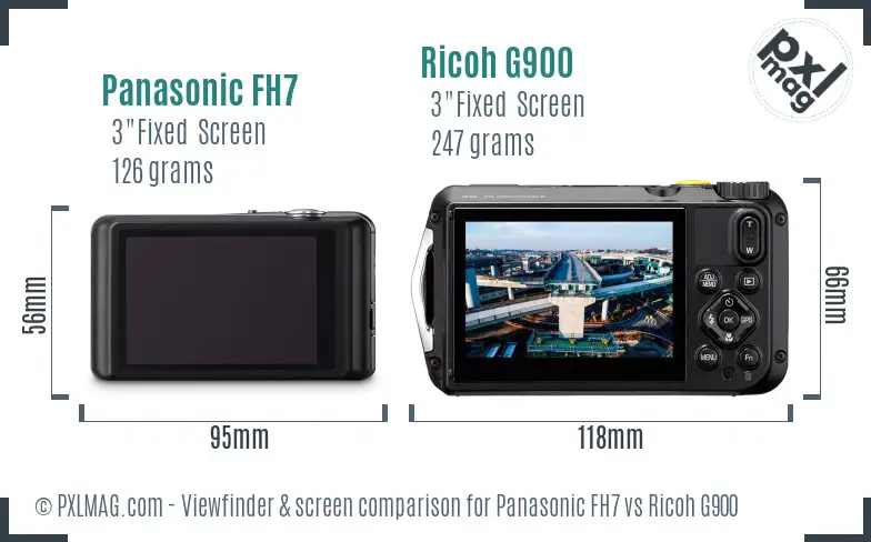 Panasonic FH7 vs Ricoh G900 Screen and Viewfinder comparison