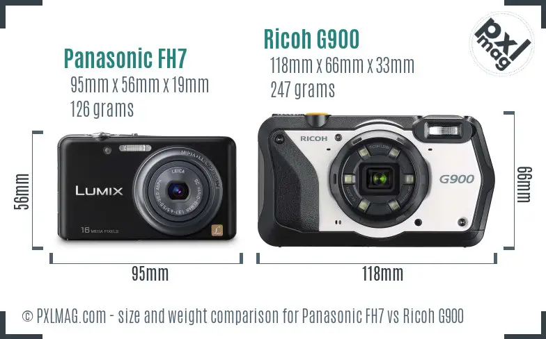 Panasonic FH7 vs Ricoh G900 size comparison