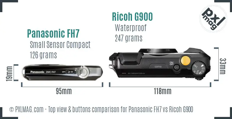 Panasonic FH7 vs Ricoh G900 top view buttons comparison