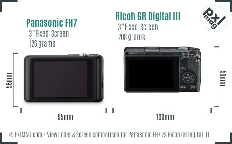 Panasonic FH7 vs Ricoh GR Digital III Screen and Viewfinder comparison