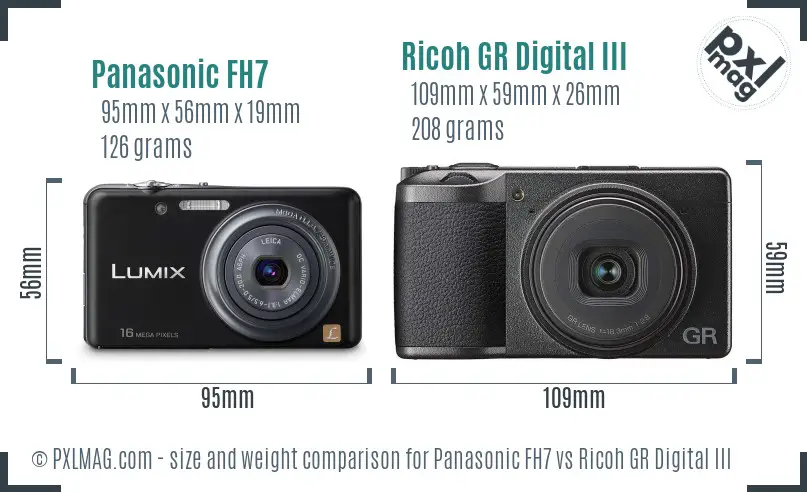 Panasonic FH7 vs Ricoh GR Digital III size comparison