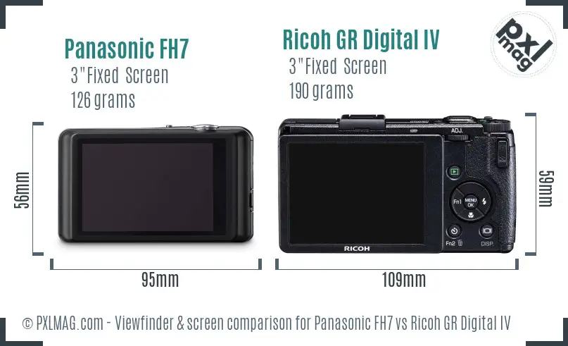 Panasonic FH7 vs Ricoh GR Digital IV Screen and Viewfinder comparison
