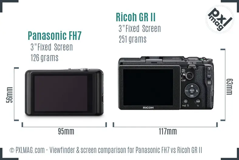 Panasonic FH7 vs Ricoh GR II Screen and Viewfinder comparison