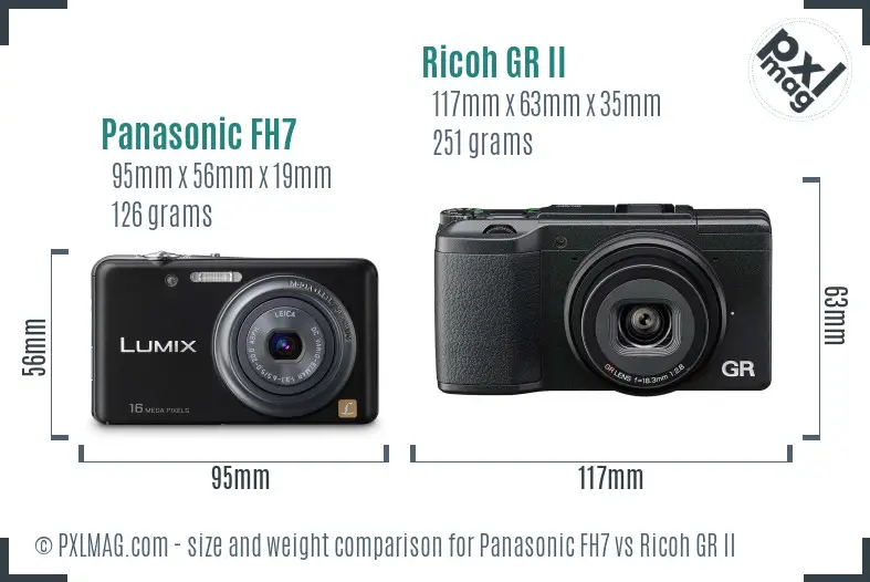 Panasonic FH7 vs Ricoh GR II size comparison