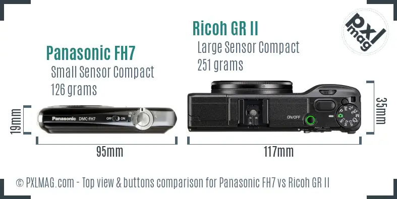 Panasonic FH7 vs Ricoh GR II top view buttons comparison