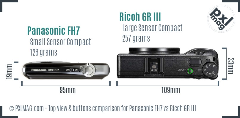 Panasonic FH7 vs Ricoh GR III top view buttons comparison
