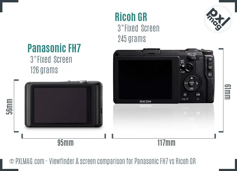 Panasonic FH7 vs Ricoh GR Screen and Viewfinder comparison