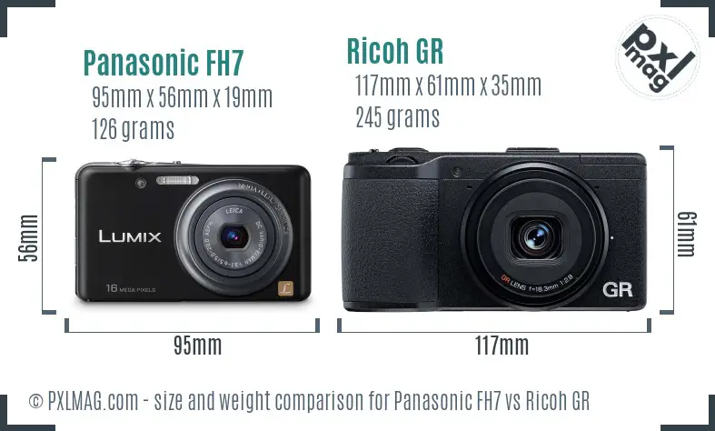 Panasonic FH7 vs Ricoh GR size comparison