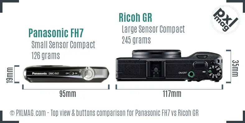 Panasonic FH7 vs Ricoh GR top view buttons comparison