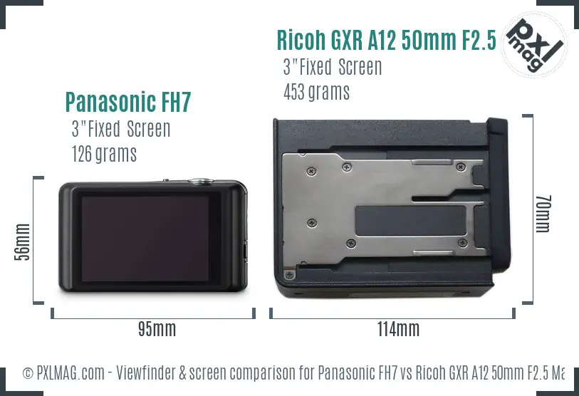Panasonic FH7 vs Ricoh GXR A12 50mm F2.5 Macro Screen and Viewfinder comparison