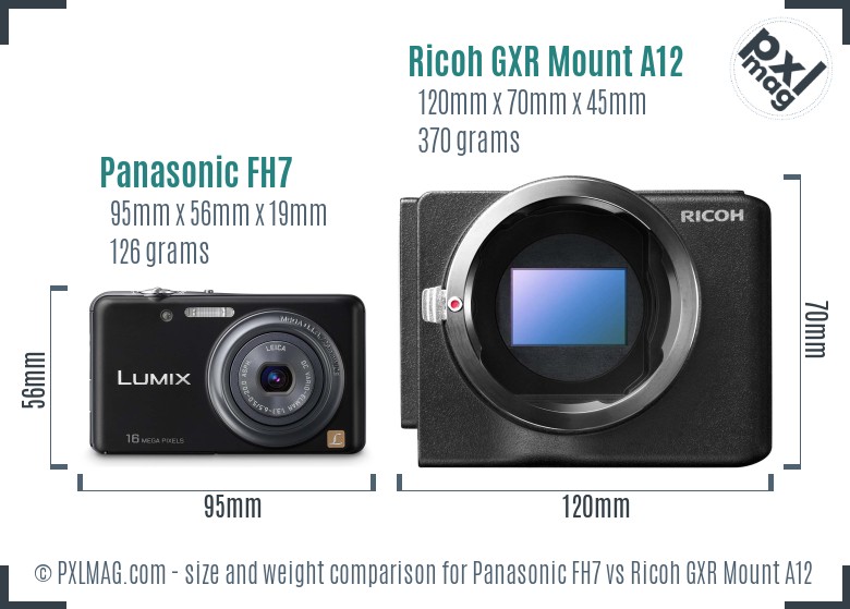 Panasonic FH7 vs Ricoh GXR Mount A12 size comparison Panasonic FH7 vs Ricoh GXR Mount A12 size comparison