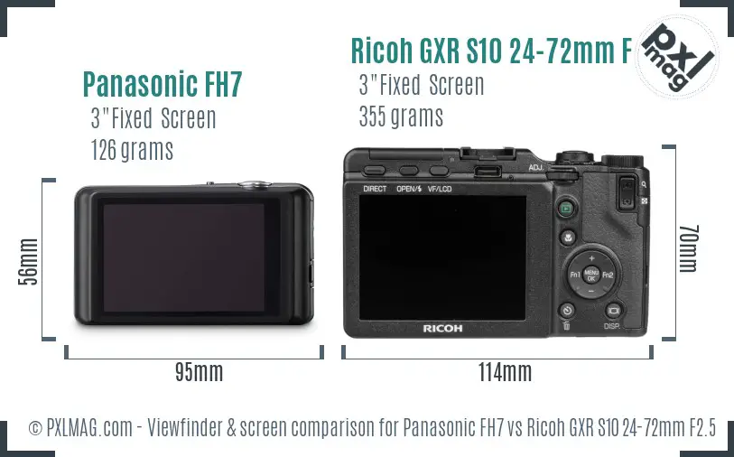 Panasonic FH7 vs Ricoh GXR S10 24-72mm F2.5-4.4 VC Screen and Viewfinder comparison