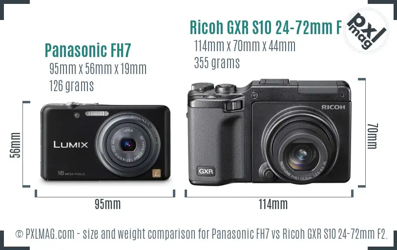 Panasonic FH7 vs Ricoh GXR S10 24-72mm F2.5-4.4 VC size comparison