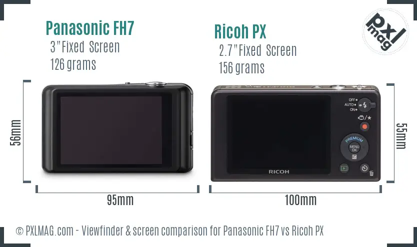 Panasonic FH7 vs Ricoh PX Screen and Viewfinder comparison Panasonic FH7 vs Ricoh PX Screen and Viewfinder comparison