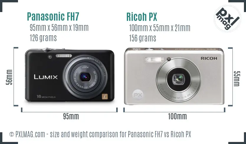 Panasonic FH7 vs Ricoh PX size comparison Panasonic FH7 vs Ricoh PX size comparison