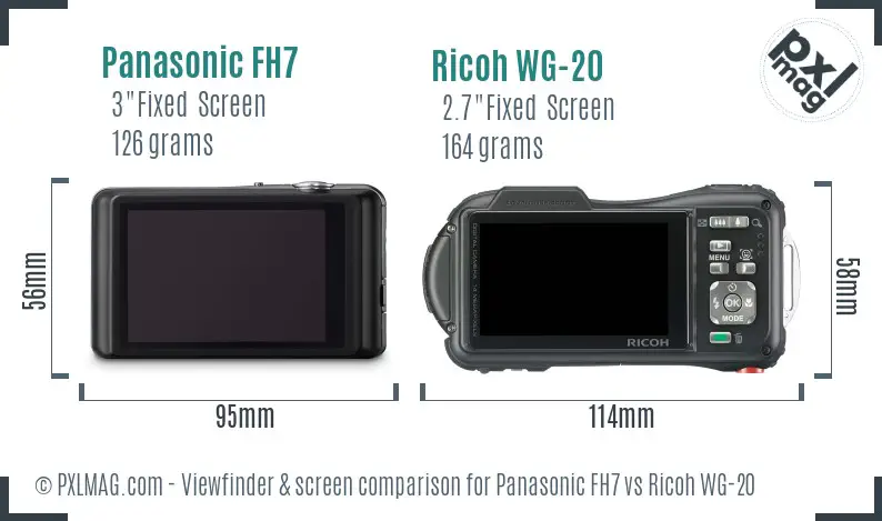 Panasonic FH7 vs Ricoh WG-20 Screen and Viewfinder comparison