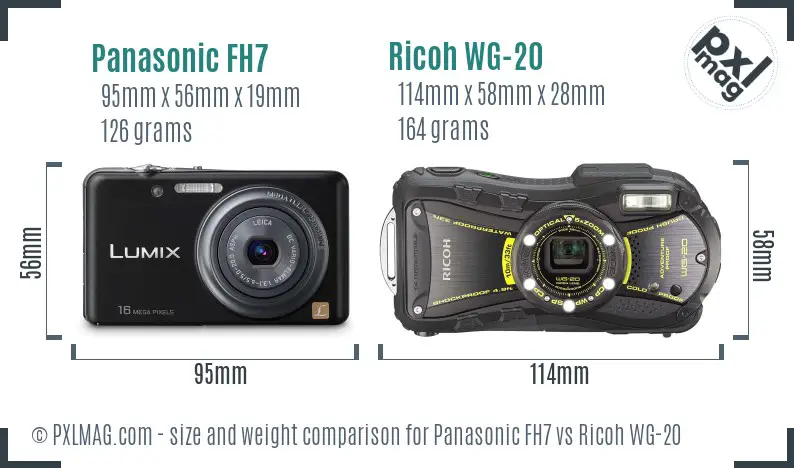 Panasonic FH7 vs Ricoh WG-20 size comparison