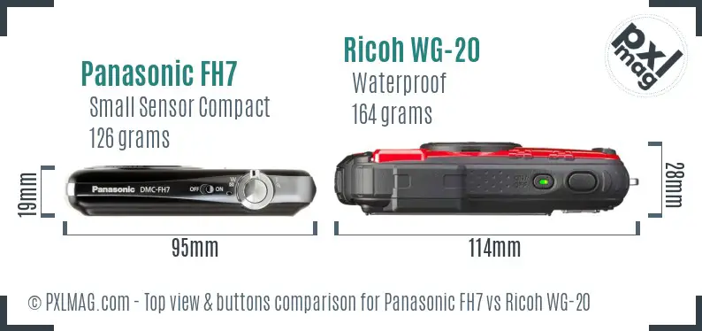 Panasonic FH7 vs Ricoh WG-20 top view buttons comparison
