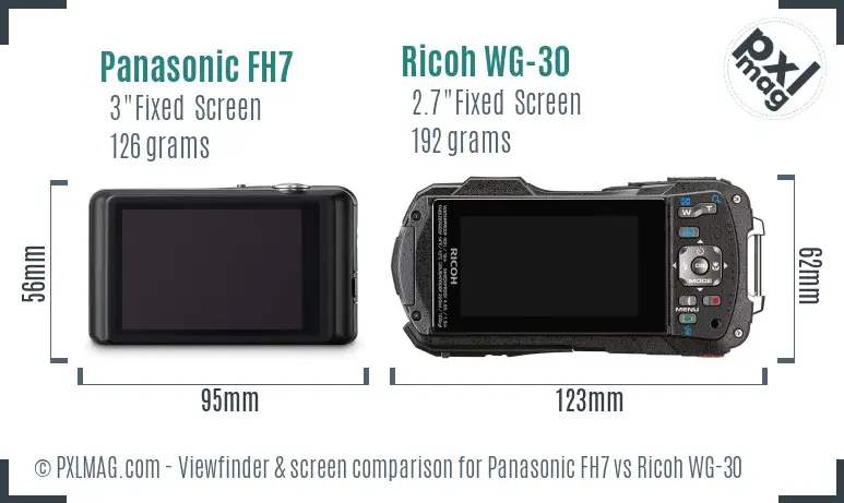 Panasonic FH7 vs Ricoh WG-30 Screen and Viewfinder comparison