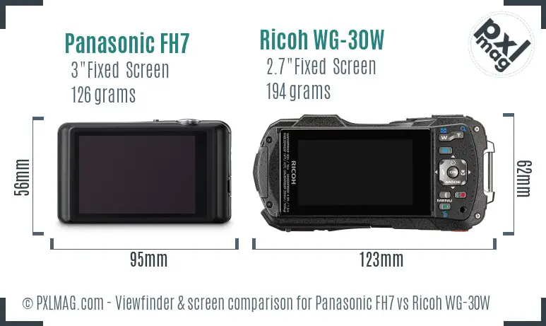 Panasonic FH7 vs Ricoh WG-30W Screen and Viewfinder comparison