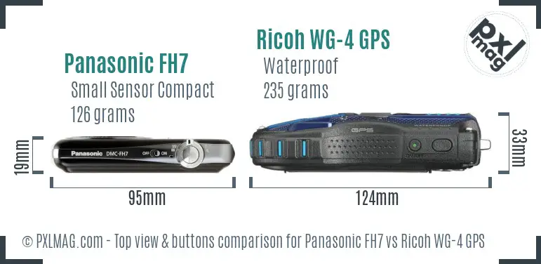 Panasonic FH7 vs Ricoh WG-4 GPS top view buttons comparison