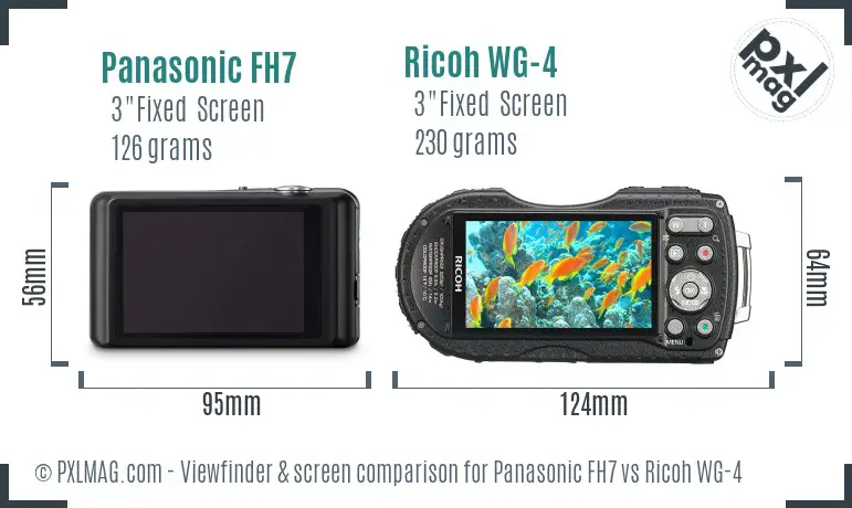 Panasonic FH7 vs Ricoh WG-4 Screen and Viewfinder comparison