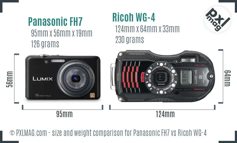 Panasonic FH7 vs Ricoh WG-4 size comparison