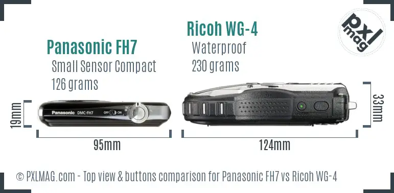 Panasonic FH7 vs Ricoh WG-4 top view buttons comparison