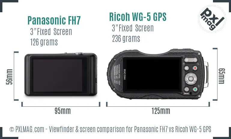 Panasonic FH7 vs Ricoh WG-5 GPS Screen and Viewfinder comparison