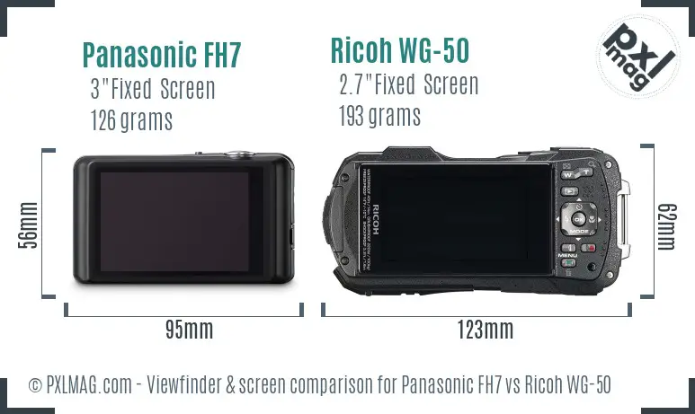 Panasonic FH7 vs Ricoh WG-50 Screen and Viewfinder comparison